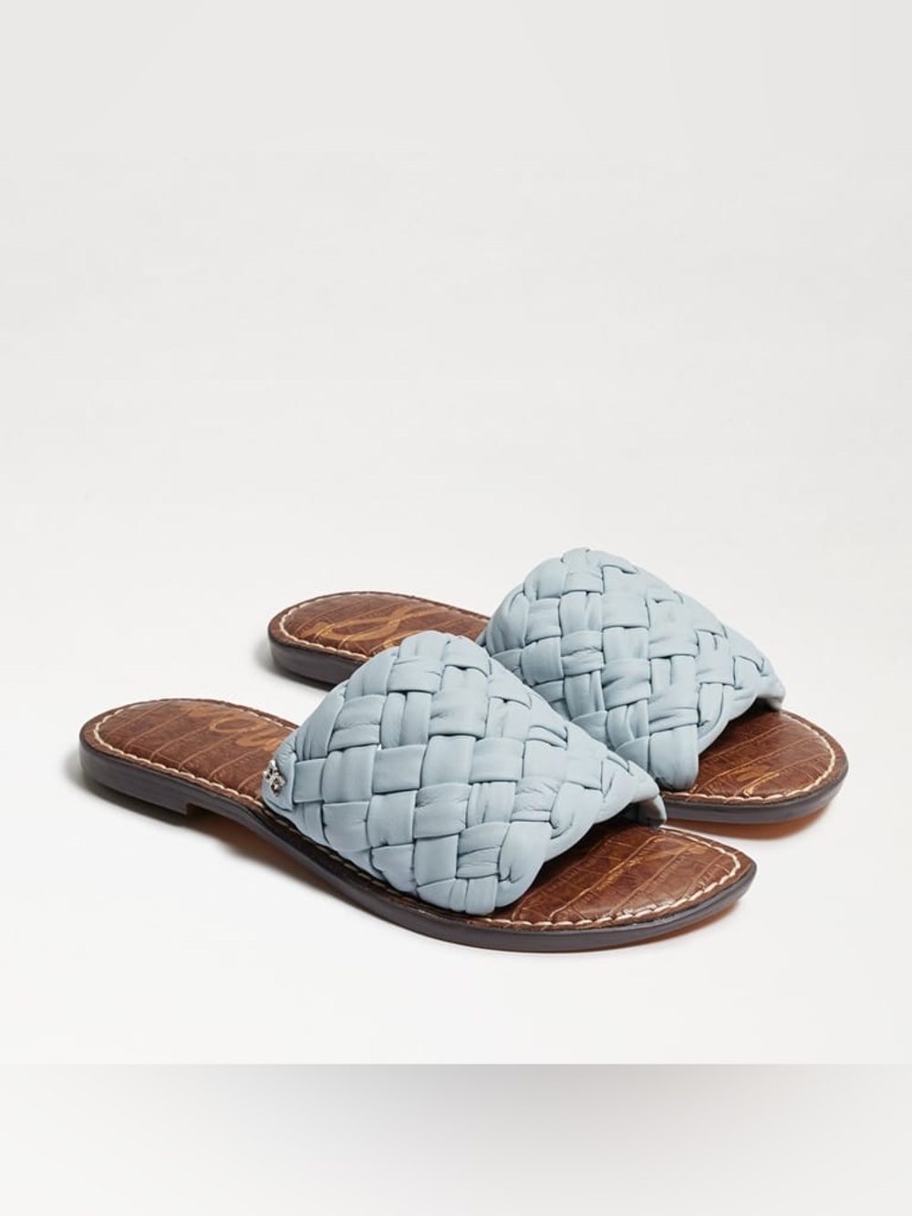 Sam Edelman Griffin Woven Slide Sandals Riviera Blue Leather‎ Women’s 8